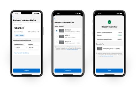 original Step-by-step process of how to redeem American Express Reward Dollars for a deposit into a High Yield Savings Account (HYSA) in the Amex Mobile App