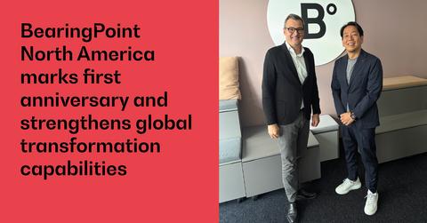 Matthias Loebich, Managing Partner of BearingPoint, and Takahiro Yamada, President and CEO of ABeam Consulting, on the first anniversary of the companies’ joint venture, BearingPoint North America.