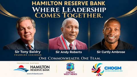 original Cricket legends Sir Curtly Ambrose, Sir Andy Roberts will join Hamilton Reserve Bank’s VIP box at the “CHOGM 2026 Cricket Showcase presented by Hamilton Reserve Bank”